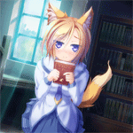 99px.ru аватар Девушка-лисичка с книгой в руках в библиотеке