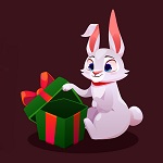 99px.ru аватар Белый кролик с подарком