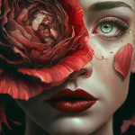 99px.ru аватар Девушка с красной розой и лепестком на лице
