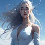 99px.ru аватар Девушка в белом платье на фоне голубого неба