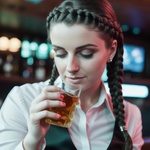 99px.ru аватар Девушка с черными косами в деловом костюме пьет виски