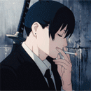 99px.ru аватар Аки Хаякава / Aki Hayakawa из аниме Человек-бензопила / Chainsaw Man курит и выпускает дым
