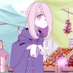 Аватар Сюси Манбаваран / Sucy Manbavaran из аниме Академия ведьмочек / Little Witch Academia двигает гриб с помощью магии