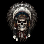 99px.ru аватар Череп в индейском головном уборе на черном фоне