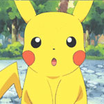 Аватар Удивленный Пикачу / Pikachu стоит на фоне деревьев и земли из мультсериала Покемон / Pokemon