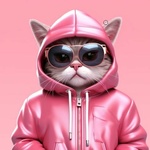 Аватар Кот в розовой толстовке с капюшоном и темных солнцезащитных очках