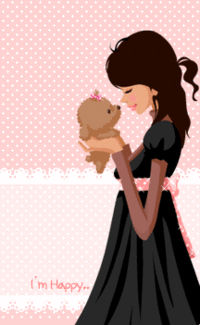 99px.ru аватар милая девушка с щенком (I'm happy)