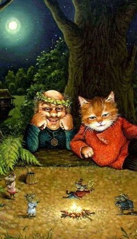 Аватар вконтакте Лиго! (Мышки веселятся и прыгают через костёр, за ними наблюдают два приятеля-Янис и Кот)