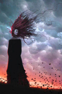99px.ru аватар Девушка в черной одежде с развевающимися по ветру волосами