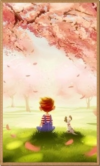 99px.ru аватар Мальчик с собакой сидит на траве возле деревьев