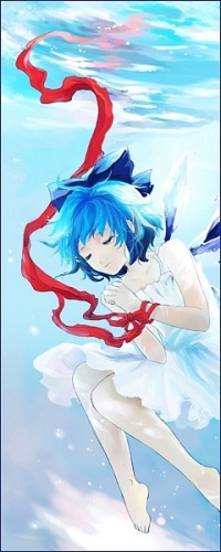 Аватар вконтакте Cirno / Сырно / Чирно из Тохо / Touhou Project с руками связанными красной лентой под водой