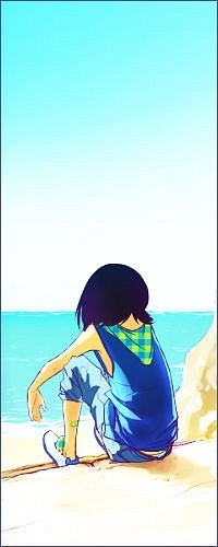 Аватар вконтакте Девочка сидит на берегу моря и смотрит вдаль