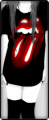 99px.ru аватар Девушка в длинной чёрной майке на которой нарисован рот с высунутым языком