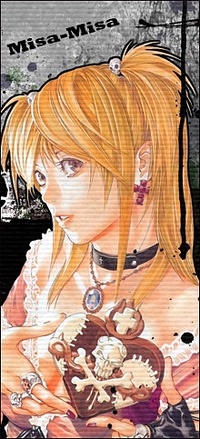 Аватар вконтакте Миса из аниме 'Тетрадь смерти / Death Note' держит в руках сердце с черепом (Misa-Misa)