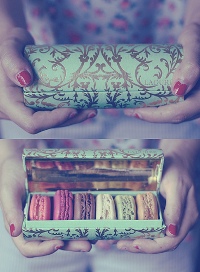 Аватар вконтакте Девушка держит в руках коробку печенья Макаронс (Les Macarons)