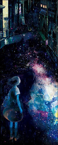 99px.ru аватар Девушка в ночном городе под цветным дождём