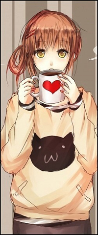 99px.ru аватар Милая девушка шатенка пьёт кофе из кружки с сердечком