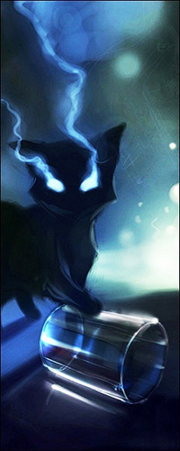 99px.ru аватар Чёрный котёнок со светящимися глазами положил лапку на стакан