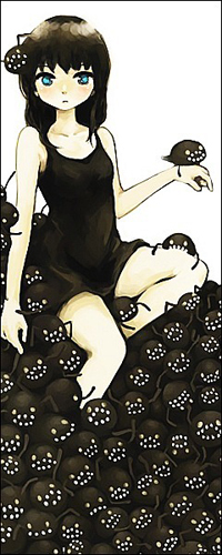 Аватар вконтакте Девушка с грудой каких-то странных чёрных существ