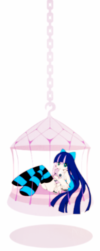 Аватар вконтакте Чулка (Stocking) из аниме 'Труська, Чулко и пресвятой Подвяз / Panty & Stocking with Garterbelt' с игрушкой в подвесной клетке