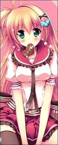 Аватар вконтакте Nakatsugawa Ui / Накатсугава Юи из аниме «Hoshizora e Kakaru Hashi / Мост в звёздное небо» с шоколадным сердечком во рту