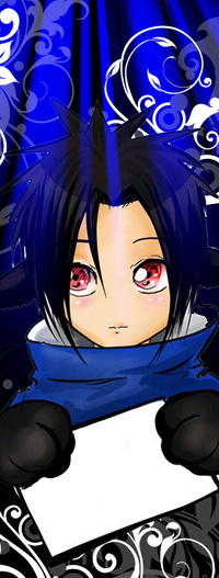 Аватар вконтакте Аватар Учиха Саске / Sasuke Uchiha из аниме Наруто / Naruto в образе неко с листочком в лапках