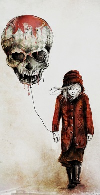 99px.ru аватар Девочка с воздушным шаром в виде кровавого черепа