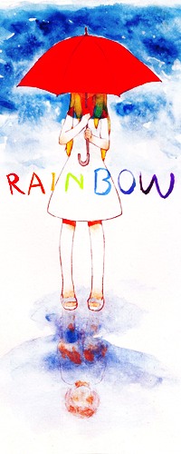 Аватар вконтакте Девочка под красным зонтом (RAINBOW / РАДУГА)