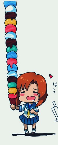 Аватар вконтакте Ryuuguu Rena / Рена Рюгу из аниме Когда плачут цикады / Higurashi no Naku Koro Ni с множеством шариков мороженого разных вкусов в рожке