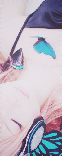 99px.ru аватар Косплей вокалоид Мегурине Лука с голубой бабочкой