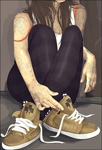 99px.ru аватар Девушка в шузах сидит на полу, иллюстратор Graphic-staff