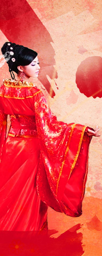 Аватар вконтакте Гейша в красном кимоно