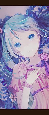 Аватар вконтакте Vocaloid Hatsune Miku / Вокалоид Хатсунэ Мику со слезами на глазах лежит на цветах и листьях
