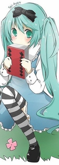 99px.ru аватар Вокалоид Мику Хатсуне / Vocaloid Miku Hatsune с книжкой в руках (Sai-tyan)