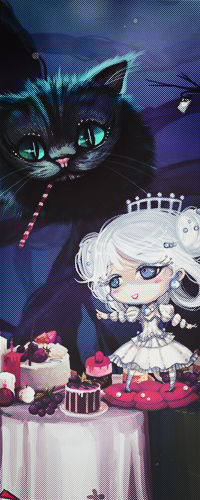 Аватар вконтакте Алиса в Стране Чудес в стиле аниме / Alice in Wonderland in anime style - чаепитие со сдвигом - White Queen / Белая Королева и Чеширский Кот / Cheshire Cat