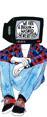 99px.ru аватар Сидящий парень с телевизором вместо головы (We are a brainwashed generation / Мы промыли мозги поколению)