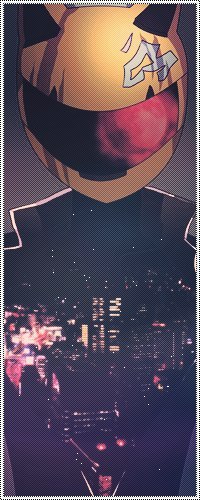 Аватар вконтакте Всадник без головы Селти Стурлусон / Celty Sturluson из аниме Дюрарара / Durarara!! с отражающимся в ней ночным Икебукуро / Ikebukuro