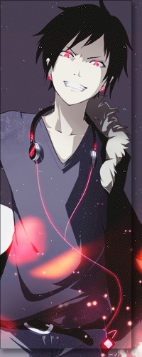 Аватар вконтакте Orihara Izaya / Изая Орихара из аниме Дюрарара / Durarara в кофте, куртке и с наушниками на шее злобно улыбается