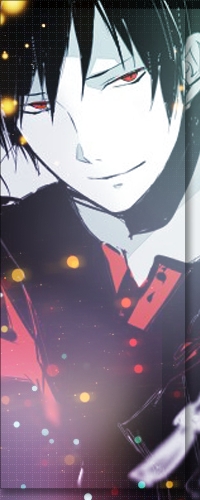 Аватар вконтакте Orihara Izaya / Изая Орихара из аниме Дюрарара / Durarara хитро прищурил глаза с красными зрачками