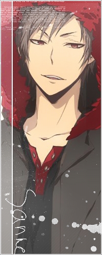 99px.ru аватар Orihara Izaya / Изая Орихара из аниме Дюрарара / Durarara в черной куртке с красным мехом на капюшоне