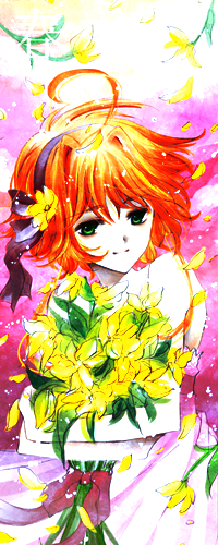 99px.ru аватар Sakura / Сакура из аниме Tsubasa Reservoir Chronicle / Хроника крыльев с букетом желтых цветов