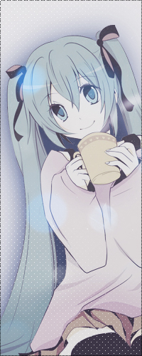 Аватар вконтакте Vocaloid Hatsune Miku / Вокалоид Хатсуне Мику держит в руках кружку с тёплым напитком и мило улыбается