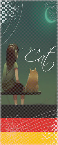 99px.ru аватар Девушка в наушниках сидит с котом на балке и смотрит на луну (cat / кот)