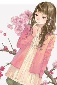 99px.ru аватар Девушка в длинном платье приложила палец к губам стоя на фоне цветущей сакуры на белом фоне