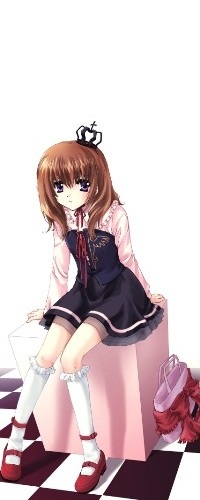 Аватар вконтакте Мария Уширомия / Maria Ushiromiya из аниме Когда плачут чайки / Umineko no Naku Koro ni с короной на голове сидит на розовой коробке