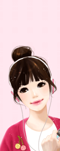 99px.ru аватар Милая девушка на нежно-розовом фоне с плеером в руке в наушниках слушает музыку