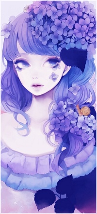 99px.ru аватар Девушка с цветами на голове и улиткой на плече, арт