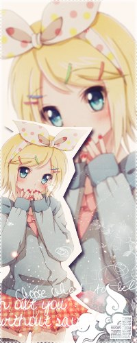 Аватар вконтакте Vokaloid Kagamine Rin / Вокалоид Кагамине Рин держит руки возле лица