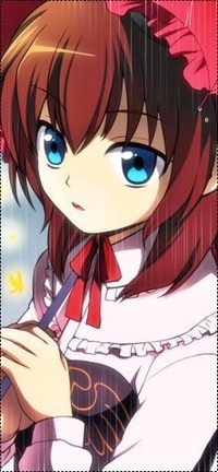 99px.ru аватар  Мария Уширомия / Maria Ushiromiya из аниме Когда плачут чайки / Umineko no Naku koro ni стоит под зонтом под дождем