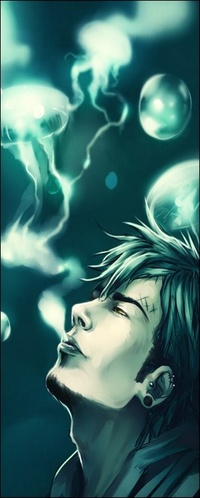 99px.ru аватар Парень с серьгами на ушах курит, дым в виде медуз